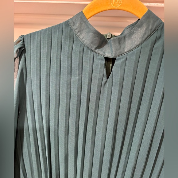 Elegant Teal Pleated Midi/maxi High Low Dress - Picture 4 of 5